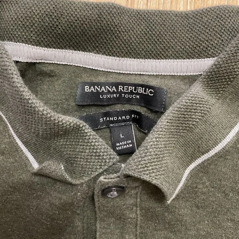 Banana Republic Luxe Touch Polo Shirt Short Sleeve Casual Top Olive Green Large